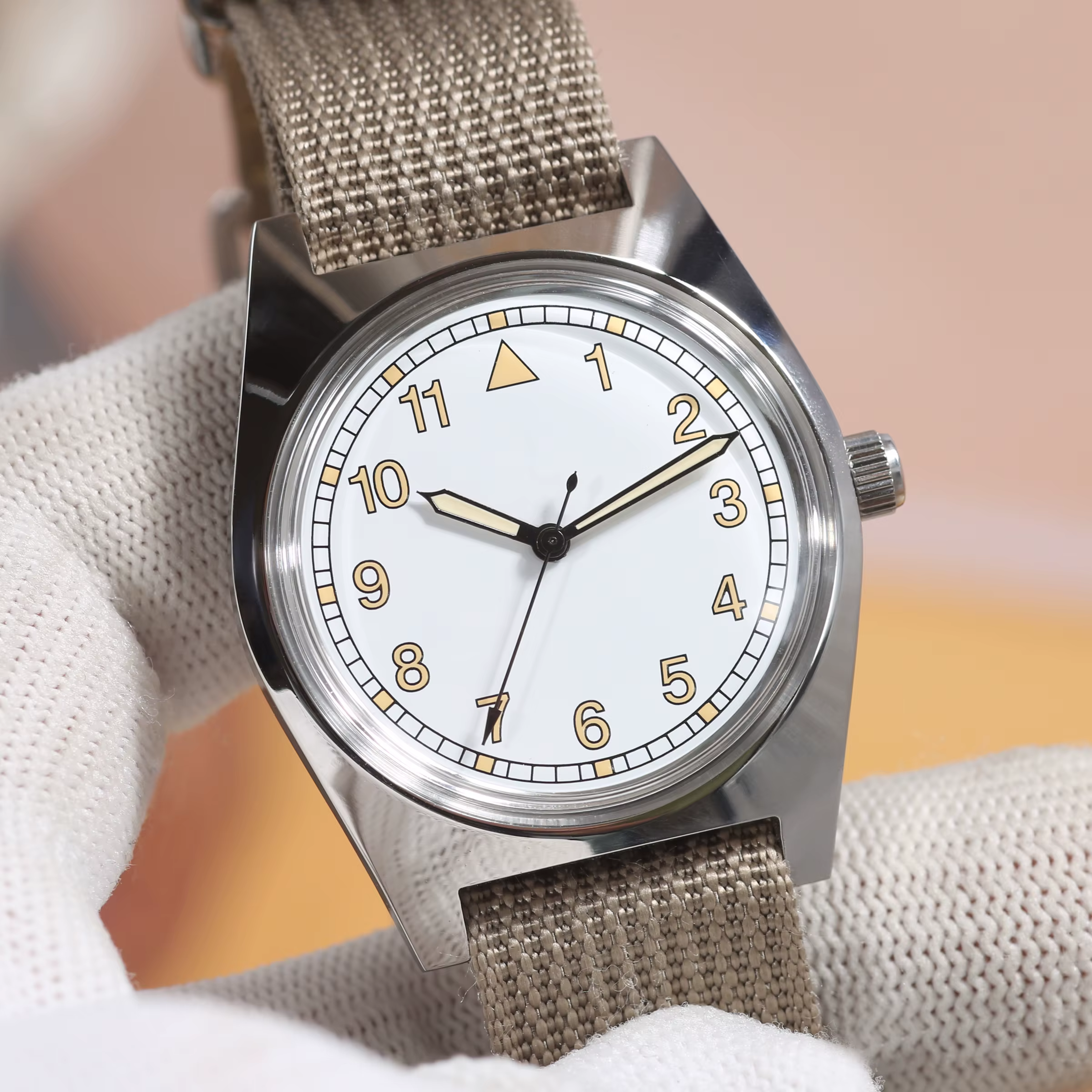 Montre mécanique pilote 7120 – Remontage manuel 36 mm, style aviateur rétro pour homme