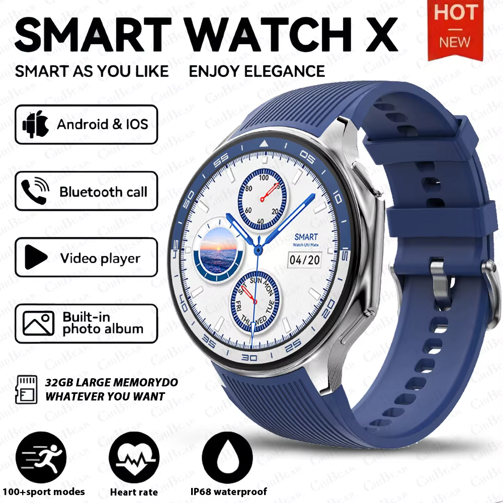 OPPO montre X Smartwatch hommes AMOLED HD écran 32GB grande mémoire MP3 + MP4 lecture Mode USB montr