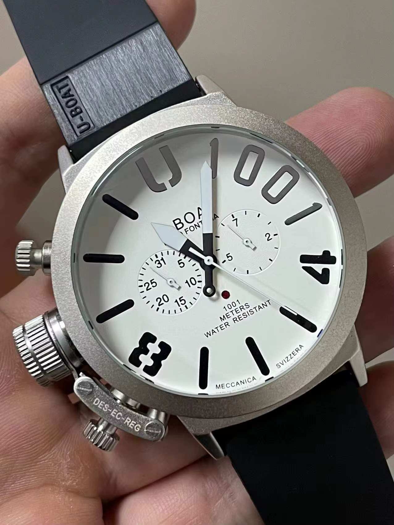 Montre-bracelet mécanique automatique pour homme, en acier inoxydable, bracelet en caoutchouc blanc