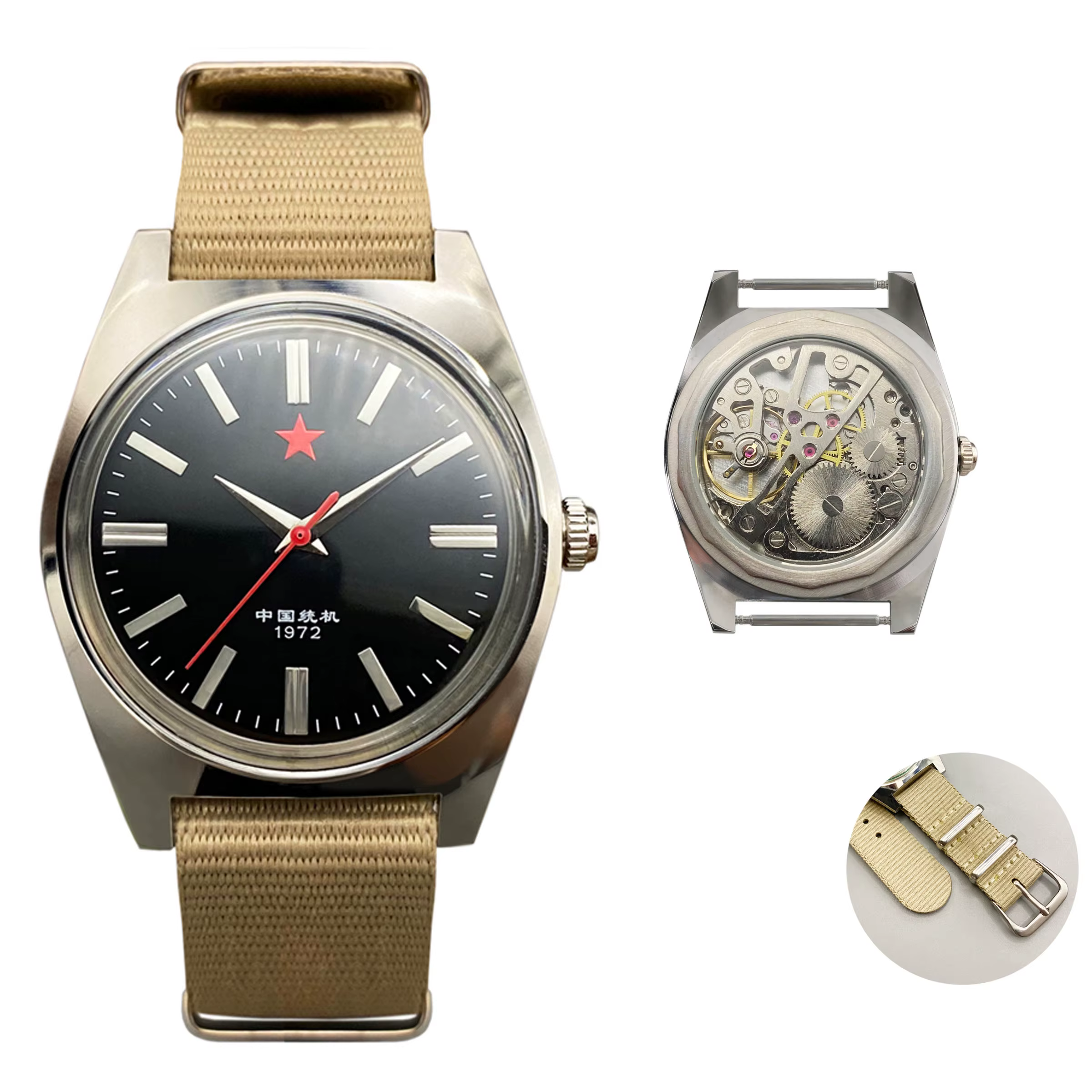 Montre mécanique pour hommes, 36MM, en acier inoxydable, 7120, à remontage manuel