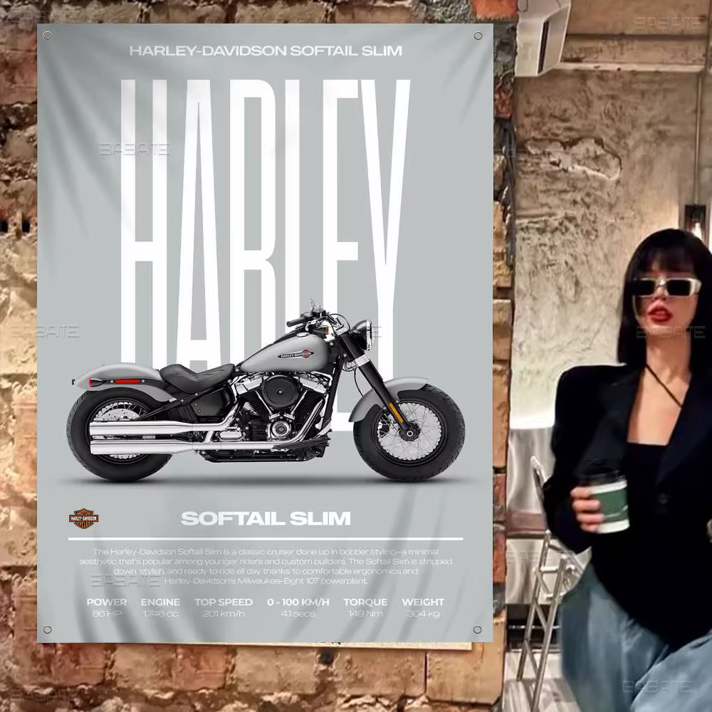 H-HarleyS LOGO Davidson – drapeau coloré à suspendre au mur, bannière murale bohème, Mandala, décora