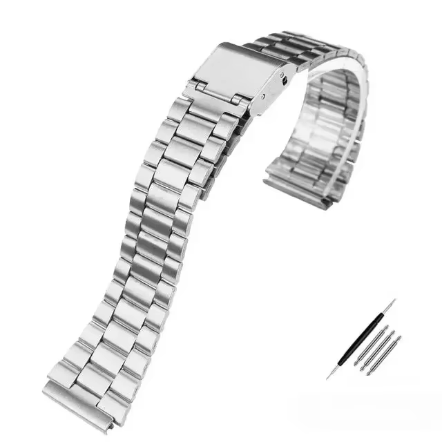 Bracelets de montre pour Casio rétro petit carré A159W-N1 A158WA A168 f91w AE1200 1300 métal acier i