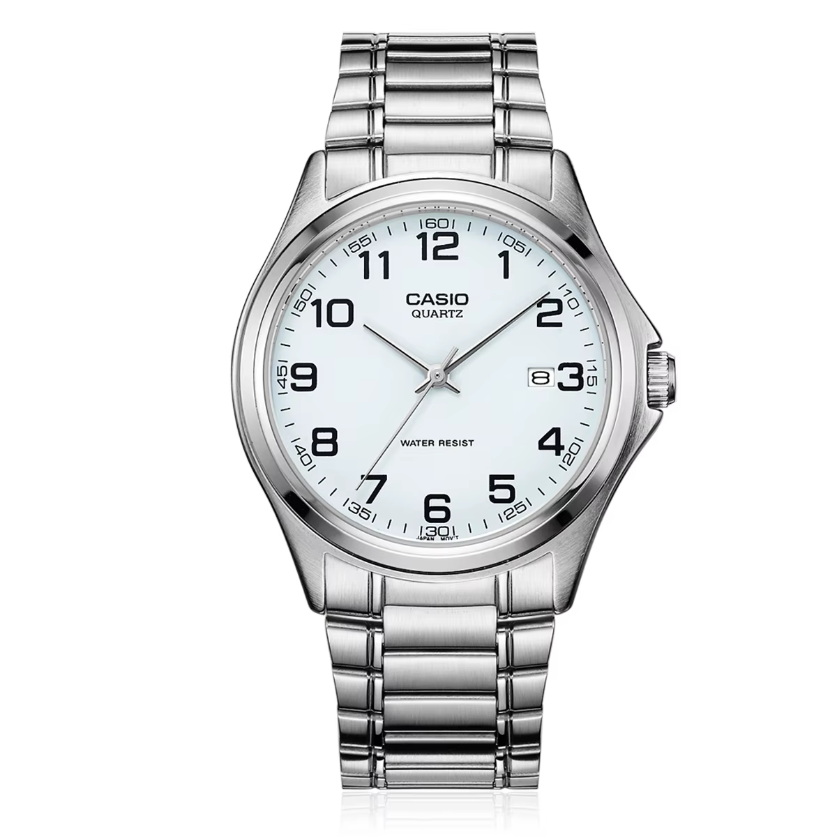 Montre à quartz pour homme CASIO MTP-1183A, affichage analogique, cadran blanc, bracelet en acier in