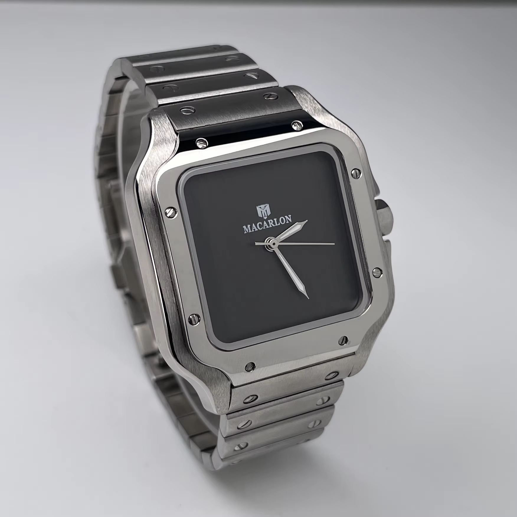 Montre mécanique pour homme MACARLON 38 mm avec mouvement chinois NH35, montre de business en acier
