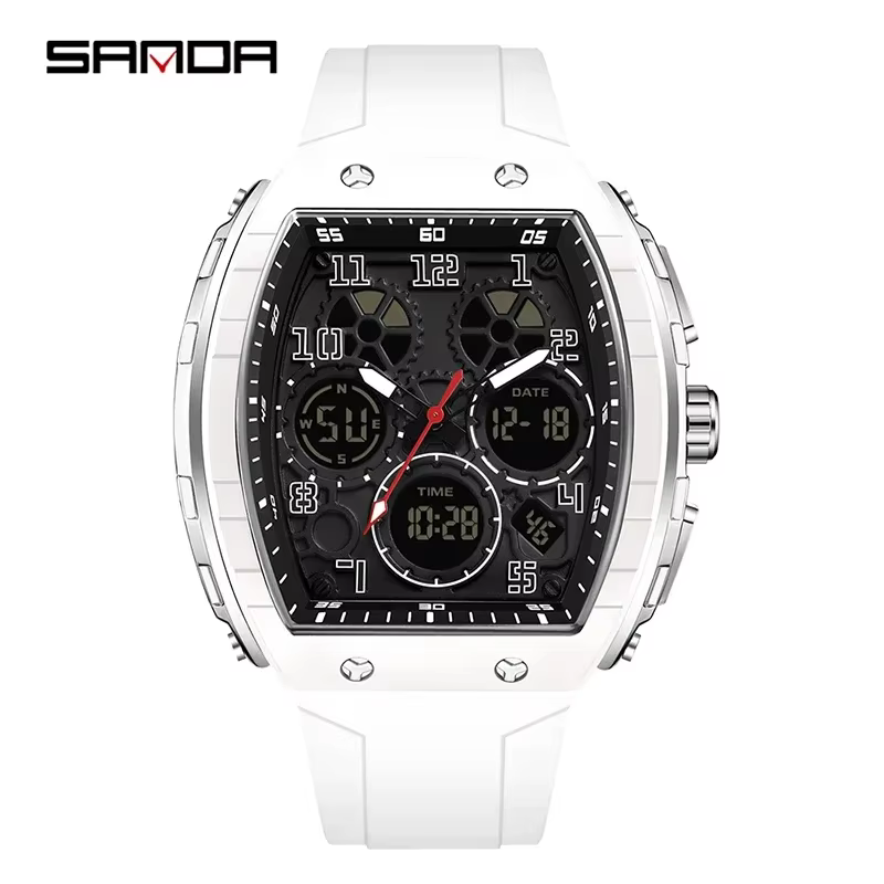 SANDA 6157 Nouvelle montre électronique pour homme tendance, montre numérique multifonctionnelle, ét