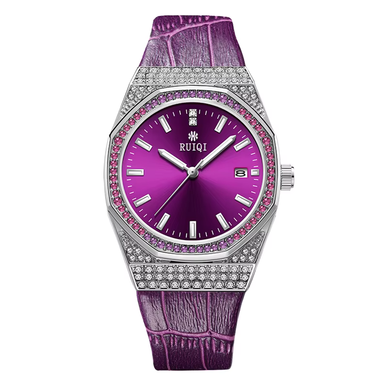 Nouveau Style Violet haut de gamme dames montre-bracelet de luxe diamant étanche lumineux montre pou