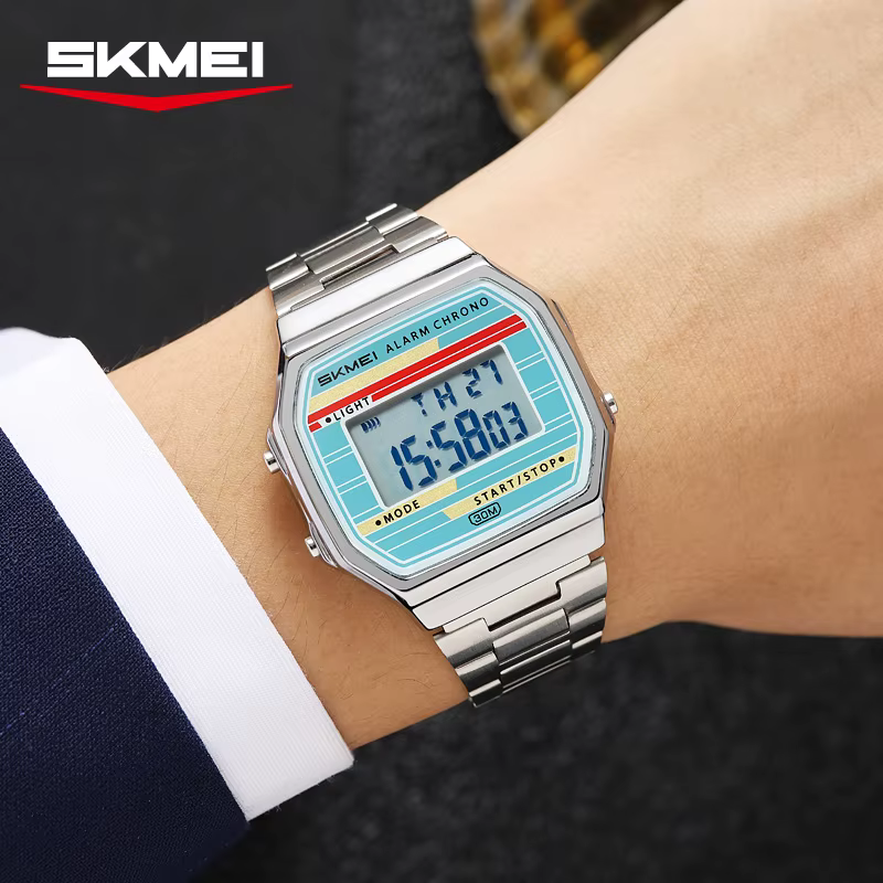 SKMEI 2514 classique électronique carré chronomètre numérique montres d'alarme Style rétro horloge h