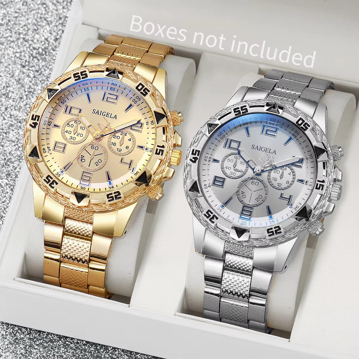 Ensemble de montres à quartz pour hommes d'affaires, cadran arabe, bracelet en acier, mode masculine