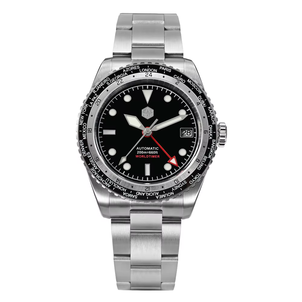 San Martin-Montre-bracelet mécanique automatique pour homme, design Gstuff, 38mm, minuterie mondiale