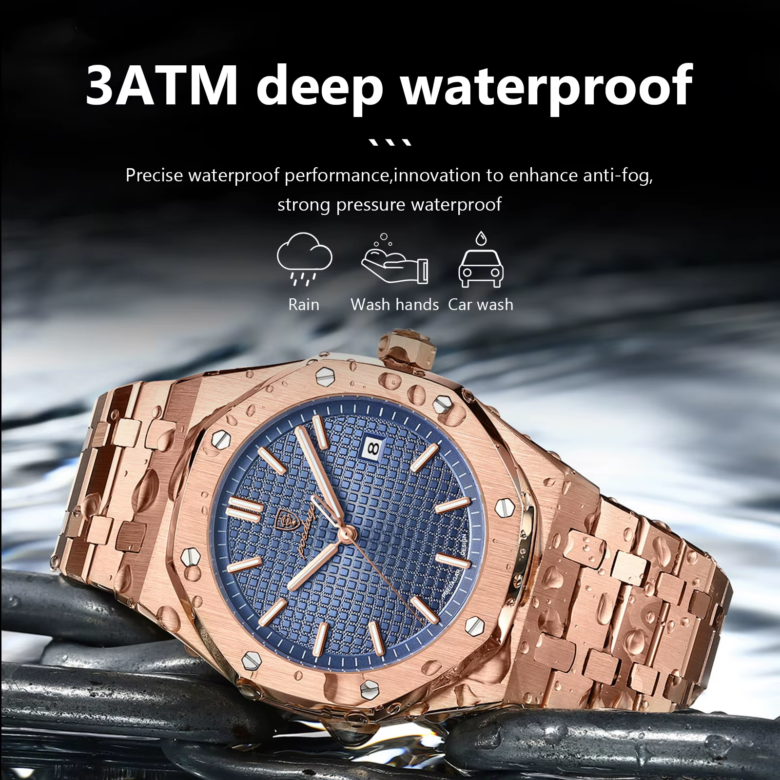 POEDAGAR luxe homme d'affaires montre-bracelet étanche lumineux Date hommes montre en acier inoxydab