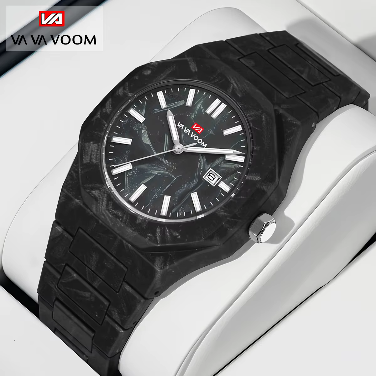 VA VA VOOM hommes montres mouvement à Quartz 40mm Style d'affaires noir marbre calendrier horloge 3B