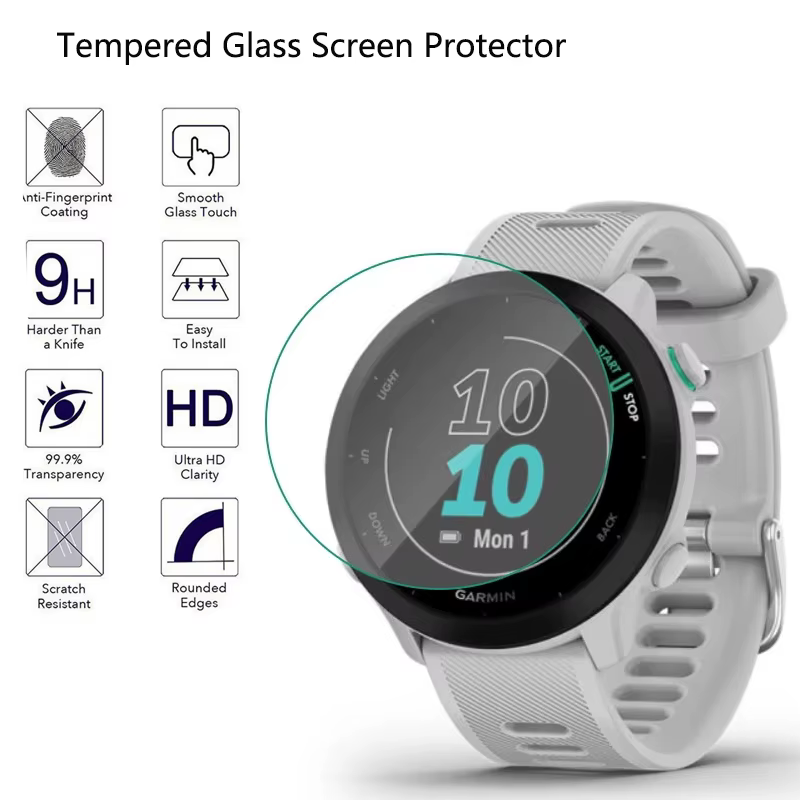 Protecteur d'écran en verre trempé 2.5D pour Garmin Forerunner 55