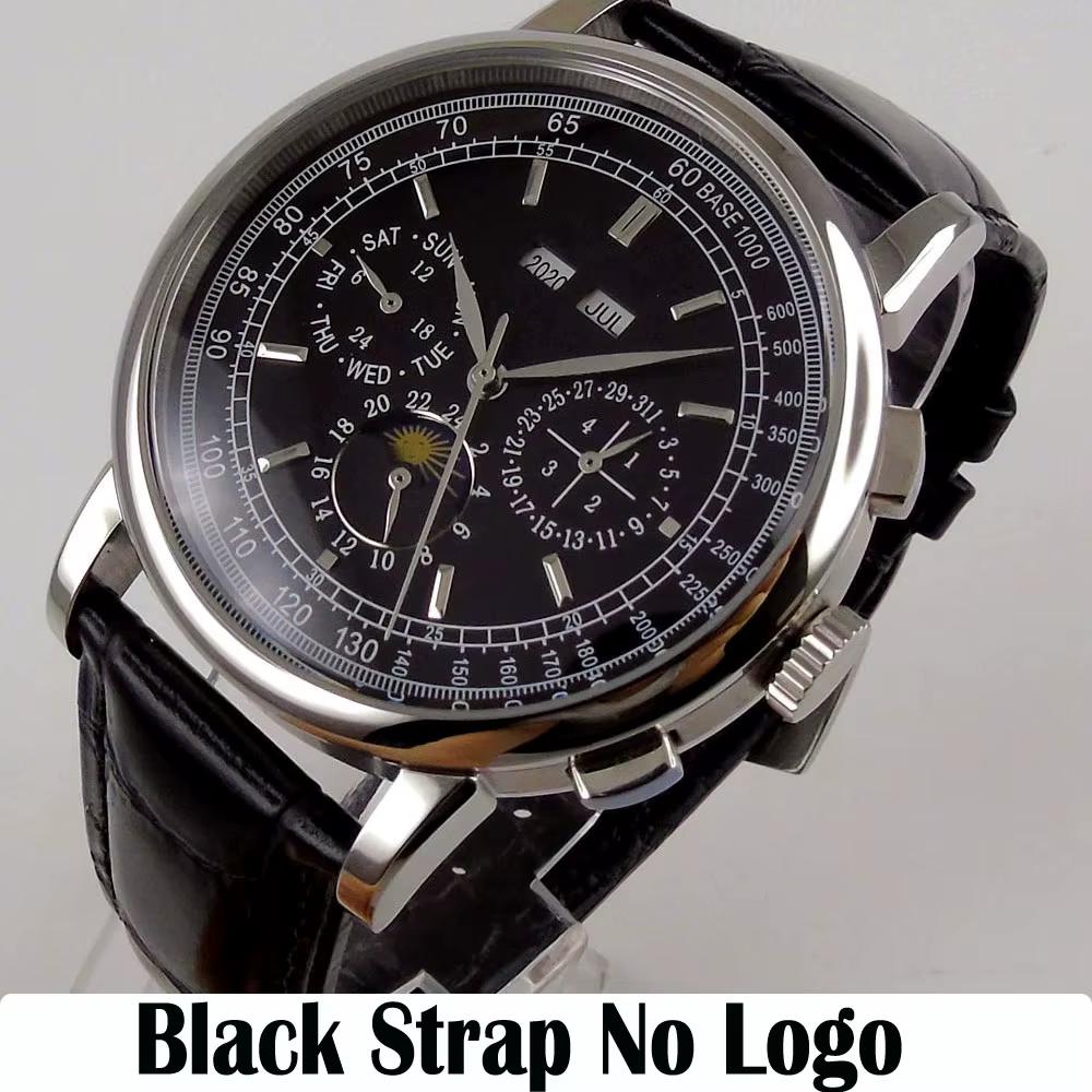 42mm Corgeut montre automatique pour hommes montres mécaniques jour Date mois année calendrier multi