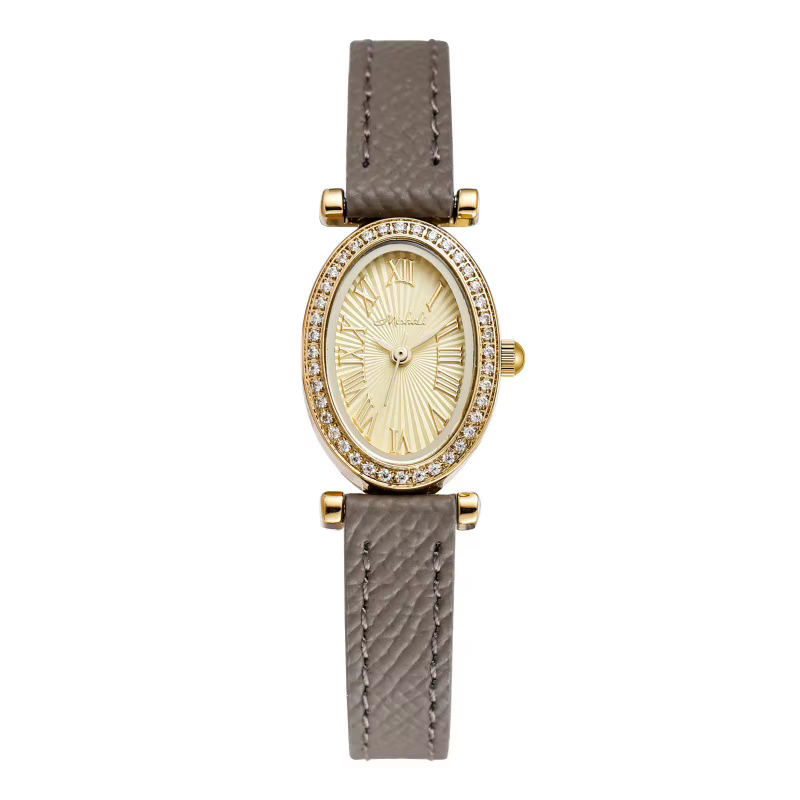 Montre pour femmes Reloj Mujer pour filles, cadran ovale, bracelet en cuir véritable, montre-bracele