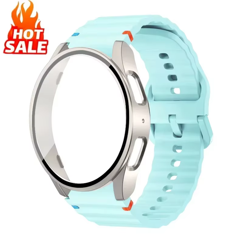 Coque + bracelet pour Samsung Galaxy Watch 7 6 5 4 40mm 44mm, bracelet original en Silicone, housse 