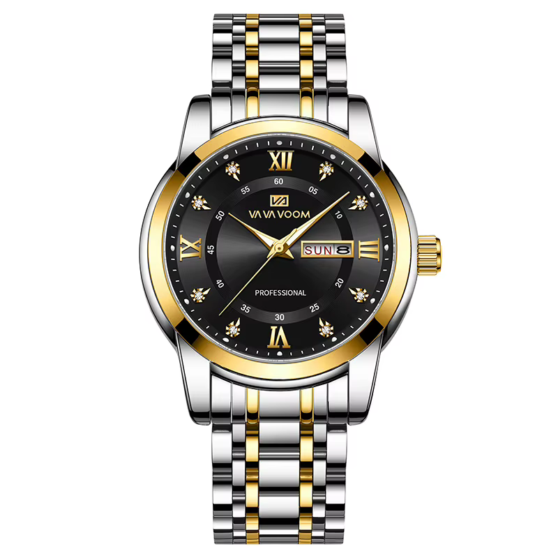Montre pour homme VAVAVOOM, tendance mode, double calendrier, lumière nocturne, étanche, bracelet en