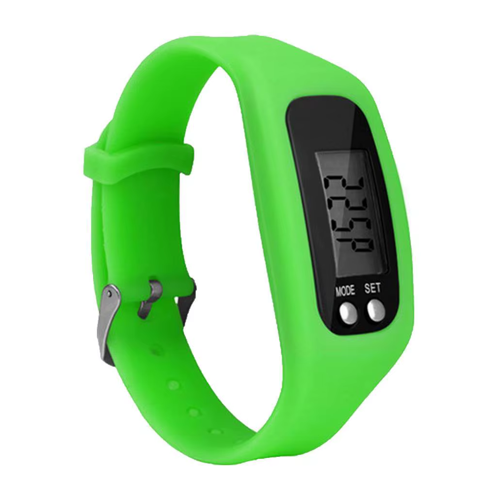 Montre-bracelet de sport en silicone, podomètre, compteur de pas de calories, numérique, LED, marche