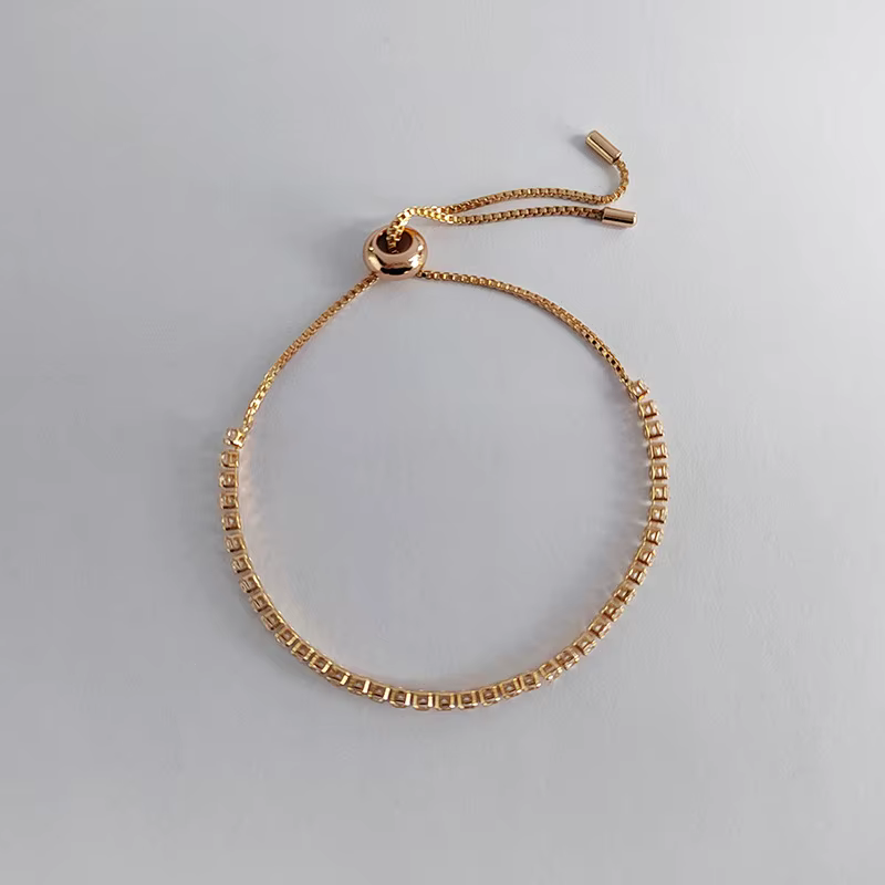 Bracelets de Tennis de luxe en zircone cubique pour femmes, Simple, carré, couleur or Rose, bijoux c