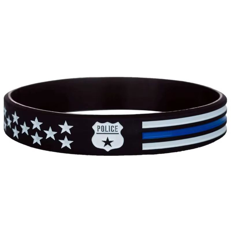 Bracelet en caoutchouc et silicone, 1 pièce, Police des états-unis, ligne bleue fine, drapeau améric