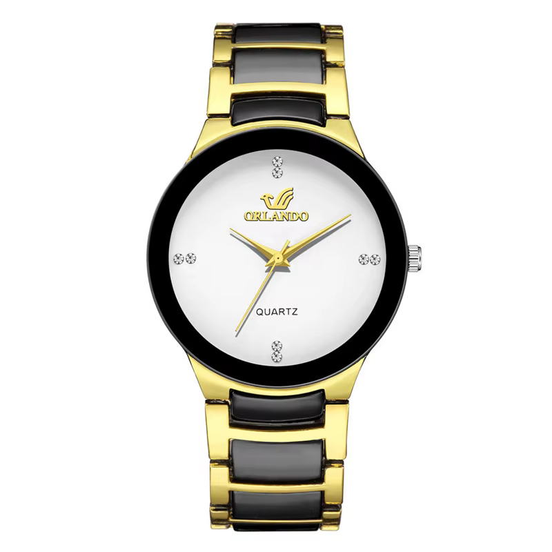 ORLANDO-Montre de luxe en acier au tungstène pour hommes, montres-bracelets à quartz, or, noir, affa