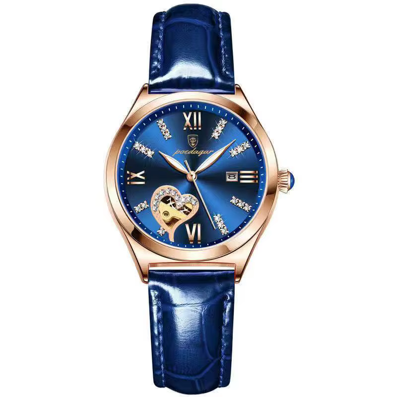 Romantique vin rouge Montre en acier inoxydable conception lumineuse dames horloge décontracté femme