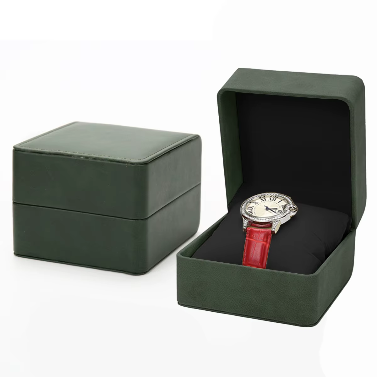 Boîte de montre en cuir unique, boîtes de rangement de montres à rabat de luxe, organisateur de bijo