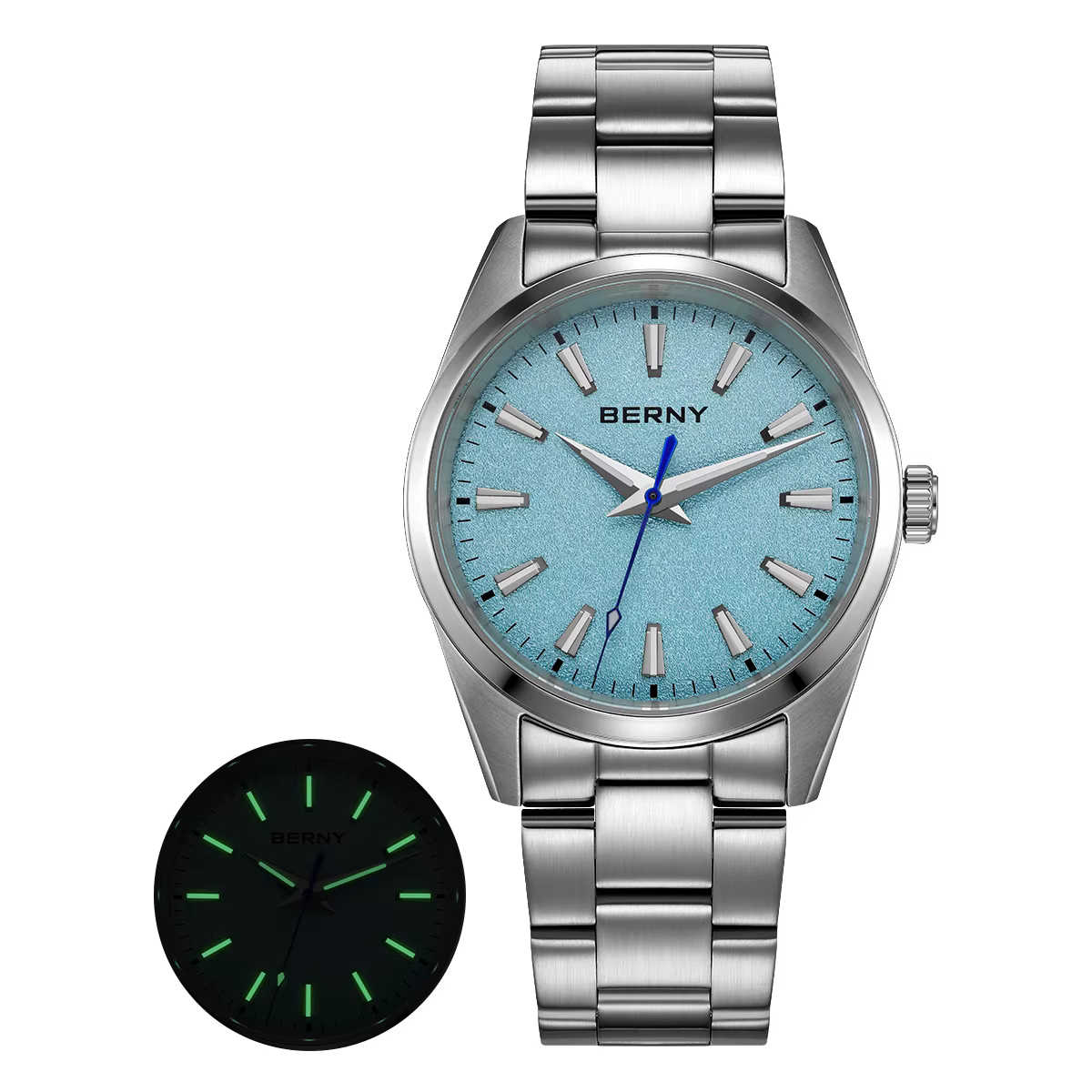 BERNY montres pour hommes lumineux AR saphir classique robe affaires Quartz montre pour hommes 10ATM