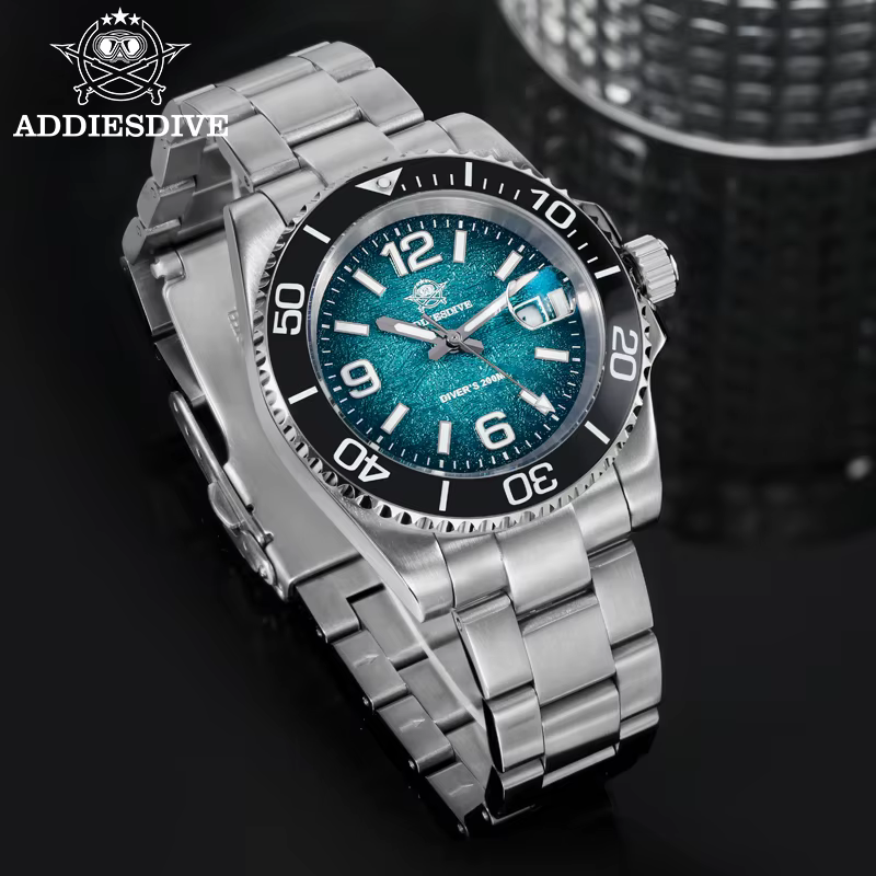 ADDIESDIVE 41mm montre de plongée pour hommes AD2513 200m étanche en acier inoxydable 316L montre-br
