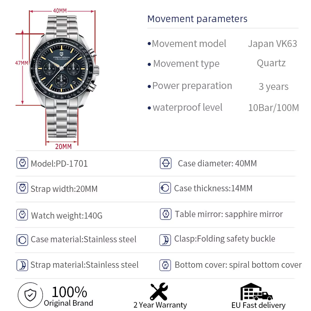 Nouvelle montre PAGANI DESIGN 2026, hommage à CK2998, montre lunaire, montres à quartz rétro de luxe