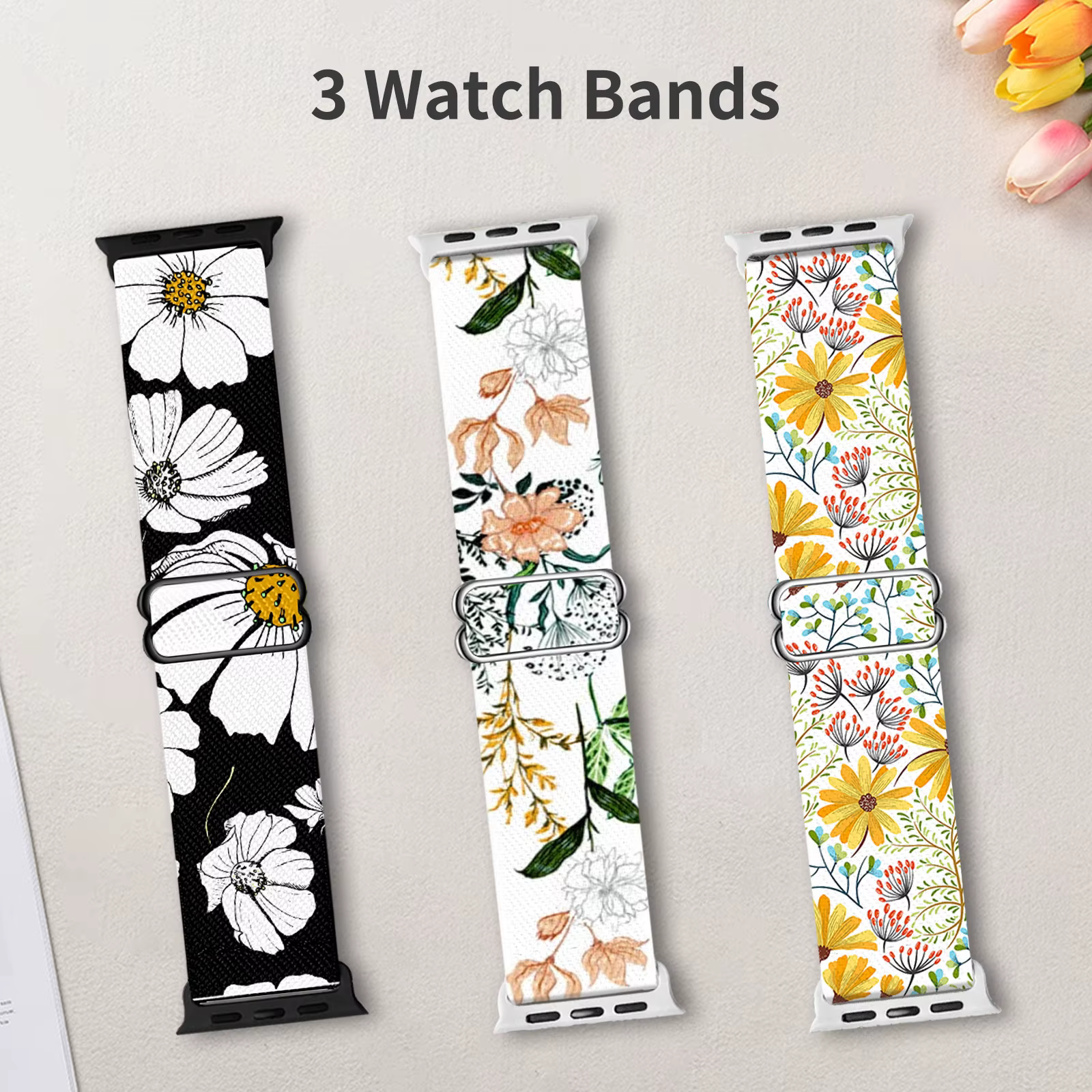 Lot de 3 bracelets extensibles compatibles avec Apple Watch 38mm 40mm 41mm 42mm 44mm 45mm 49mm pour