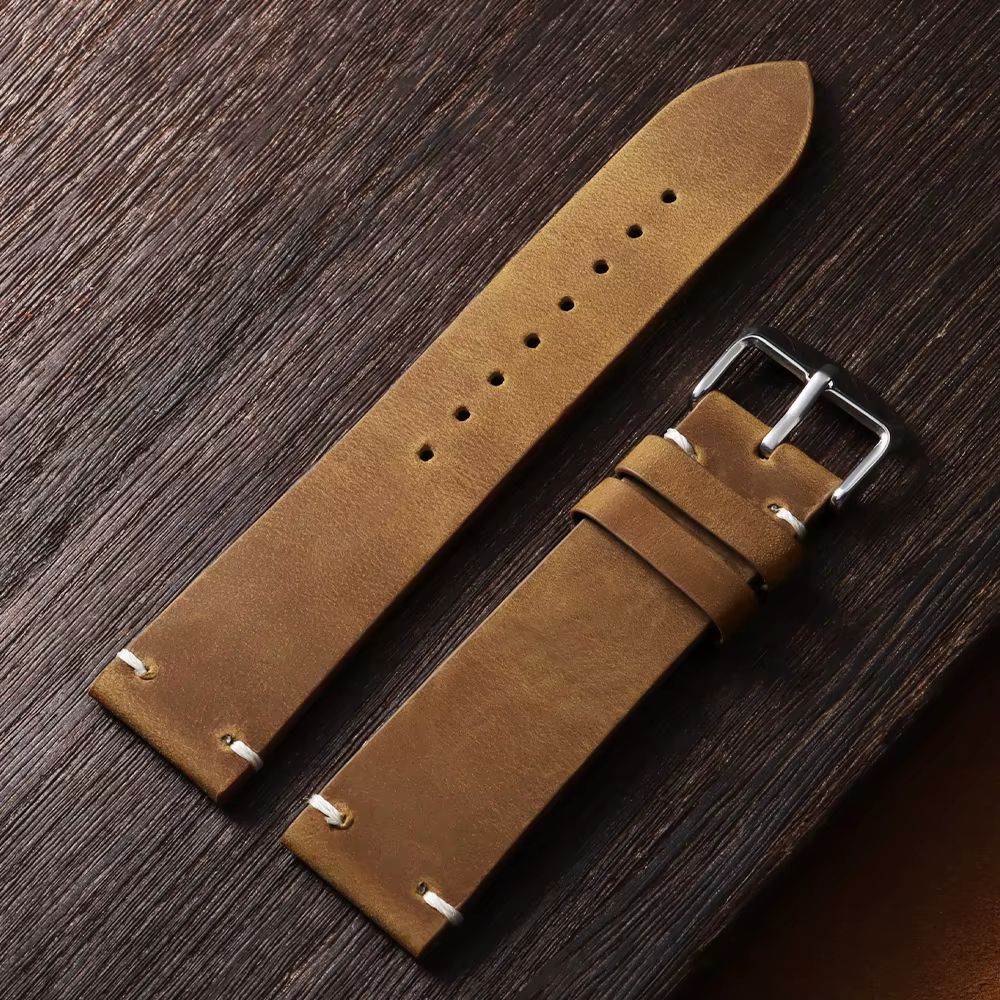 Bracelet de montre en cuir ciré vintage pour Omega 18/19/20/21/22/24 mm, sangle en cuir de vachette 