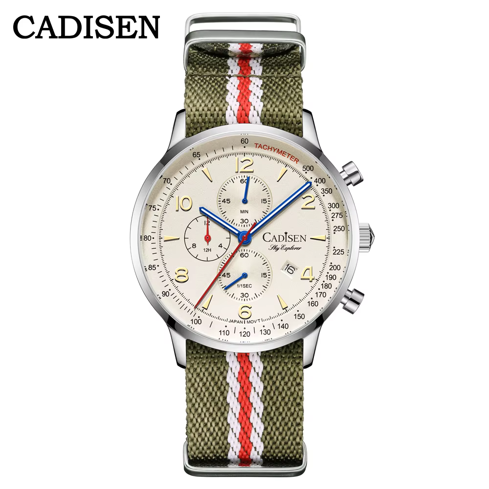 CADISEN montres pour hommes montre à Quartz de luxe pour hommes japon mis5 0S10 Movt bracelet en toi