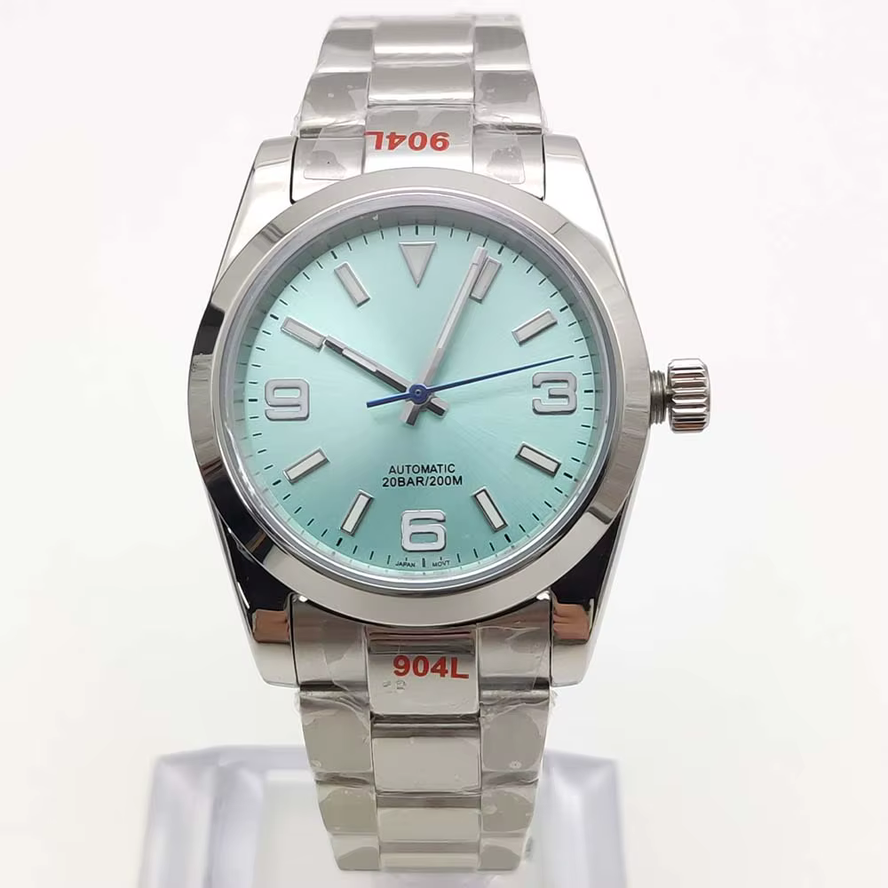 Nouvelle montre automatique pour hommes, luxe, NH35, 36mm, cadran bleu Tiffany, acier inoxydable, cr
