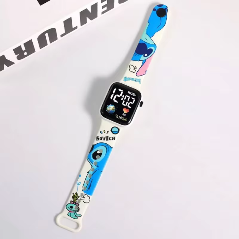 Nouveau point dessin animé couleur imprimé LED électronique étudiant montre à la mode imprimé carré 