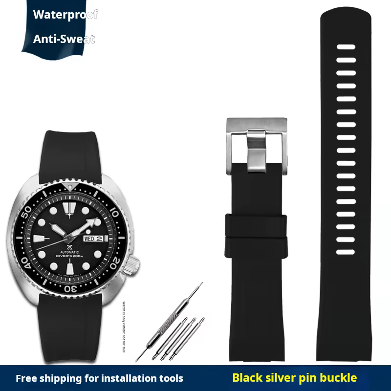 Bracelet en caoutchouc de silicone bleu pour la série SEIKO PROSPEX SRPA21J1 SRPE99K1 SRP777J SRPC91