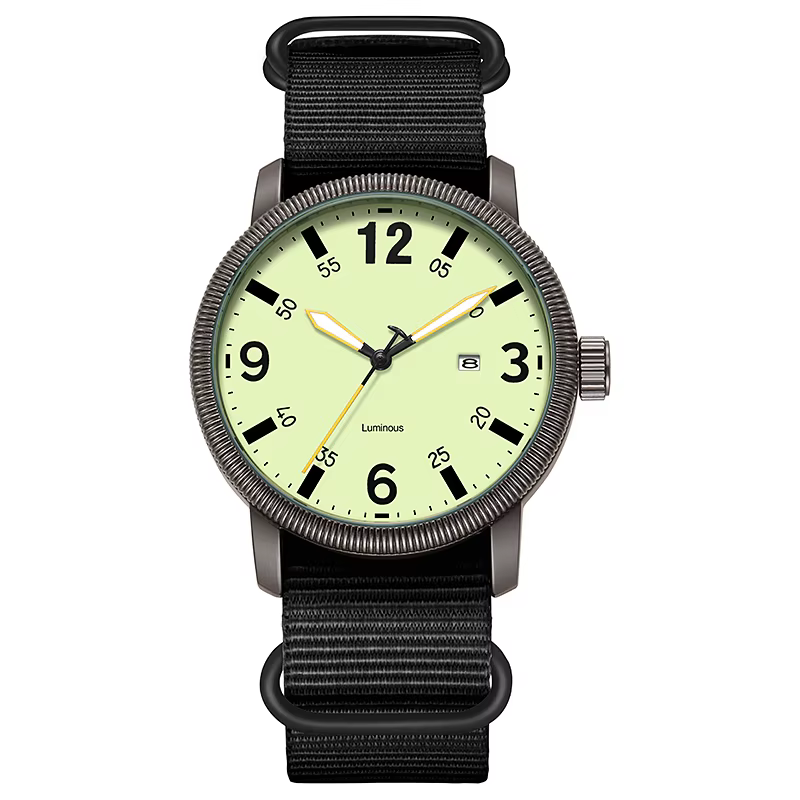 Montre de terrain TPW 2026 avec grands chiffres, bracelet en tissu, affichage 24 heures, mouvement à