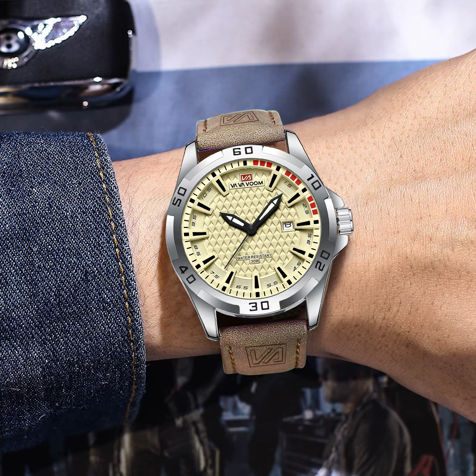VA VA VOOM hommes Sport décontracté militaire Quartz calendrier montre-bracelet pour homme d'affaire