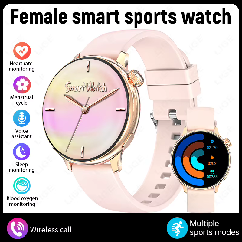 Nouvelle Montre Connectée 2026 pour Femme – Cadeau Idéal – Écran Tactile Complet 1,27 Pouces – Montr