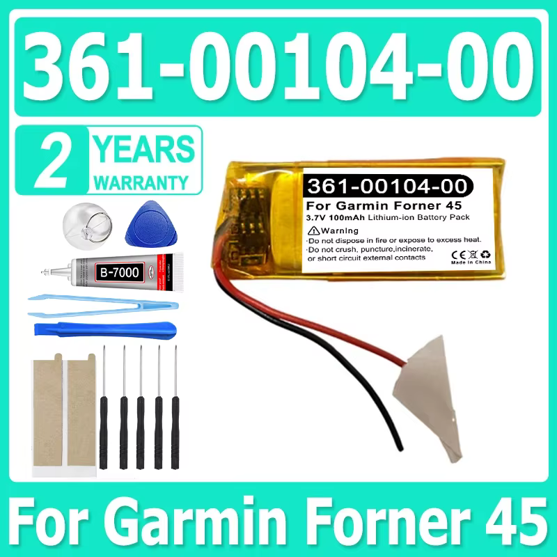 Batterie de montre intelligente flambant neuve 361-00104-20 361-00104-00 pour Garmin Forner 45 100mA