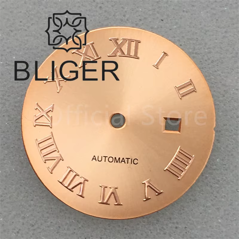 BLIGER – cadran de montre pour femme, 24.5mm, avec argent, or, Rose, Index de chiffres romains, sans