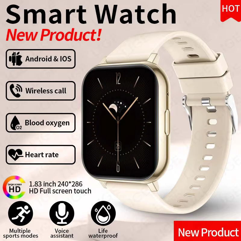 Montre connectée LIGE 2026, moniteur de santé, écran HD 1,83 pouces, rappel d'appels, appels Bluetoo