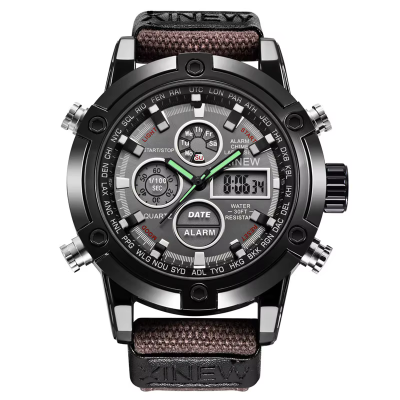 XINEW-Montre d'affaires chronographe pour homme, Nylon, Alarme, Mouvement multifonction, Original, Z