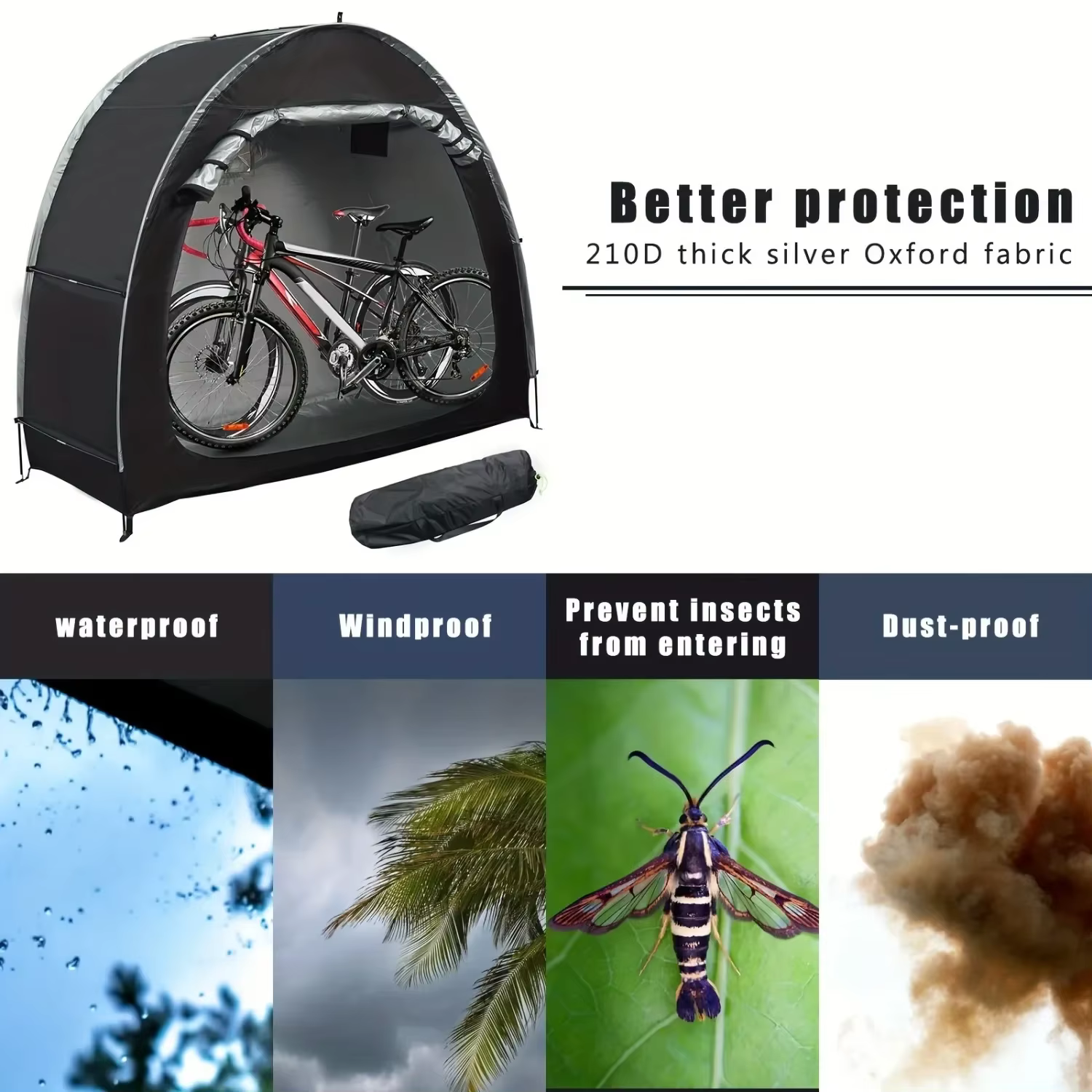 Abri de rangement pour vélo, tente spacieux pour 1 à 4 vélos, portable, pliable, vélo, pare-soleil, 