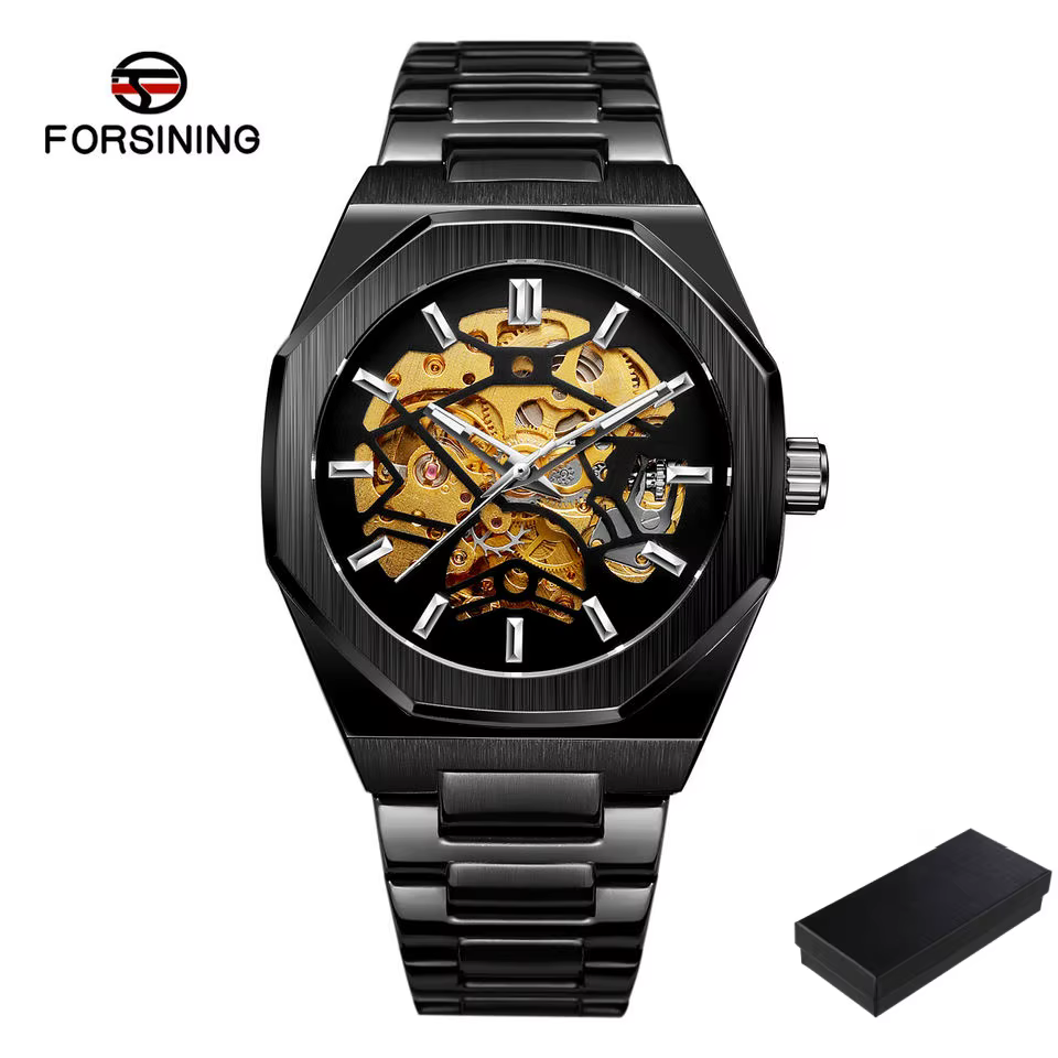 WINNER – montre squelette classique pour hommes, aiguilles lumineuses, mécanique, bracelet en acier 