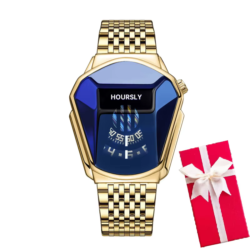Hommes montre-bracelet or marque de luxe haut en acier inoxydable bande mode montres à Quartz pour h