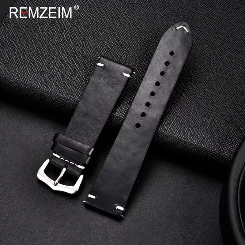 REMZEIM – Bracelet de montre Vintage en cuir de vache pour hommes et femmes, accessoires de rechange