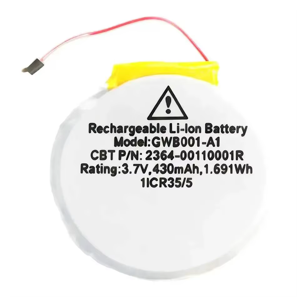 Batterie de montre intelligente haute efficacité 430Mah, performances durables, adaptée au GWB001-A1