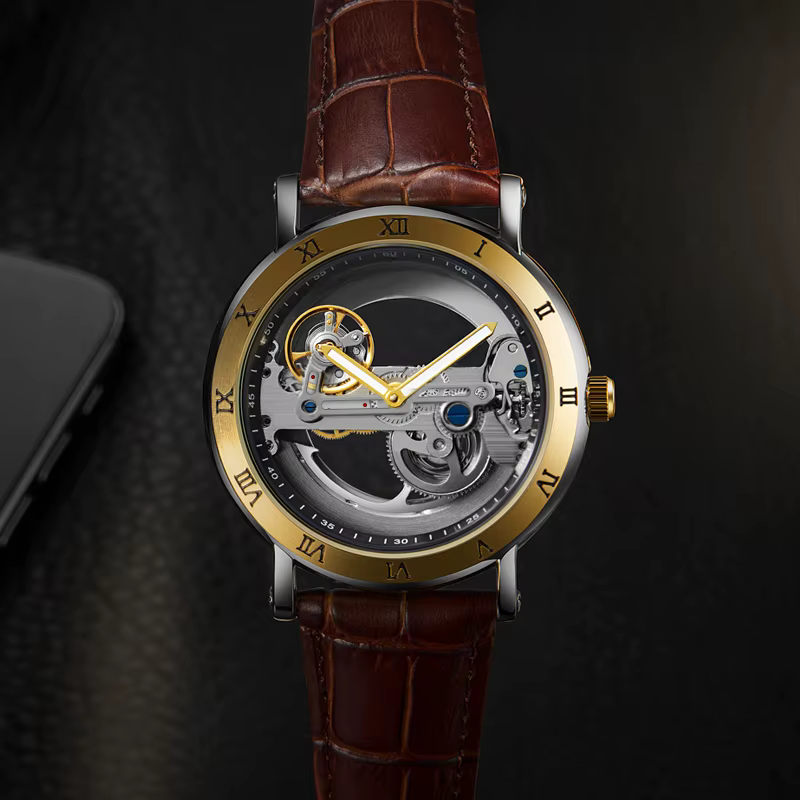 Montre hommes montre automatique montre de luxe homme montre-bracelet mécanique squelette conception