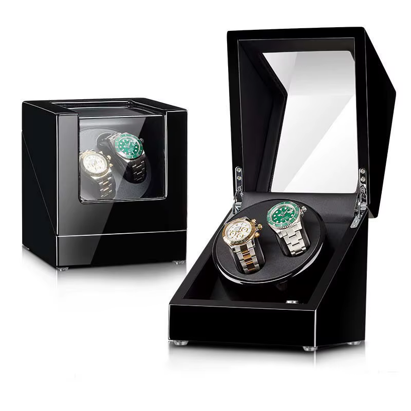 Remontoir de montre double pour montres automatiques, boîte en cuir, 2 emplacements, remontoir de mo