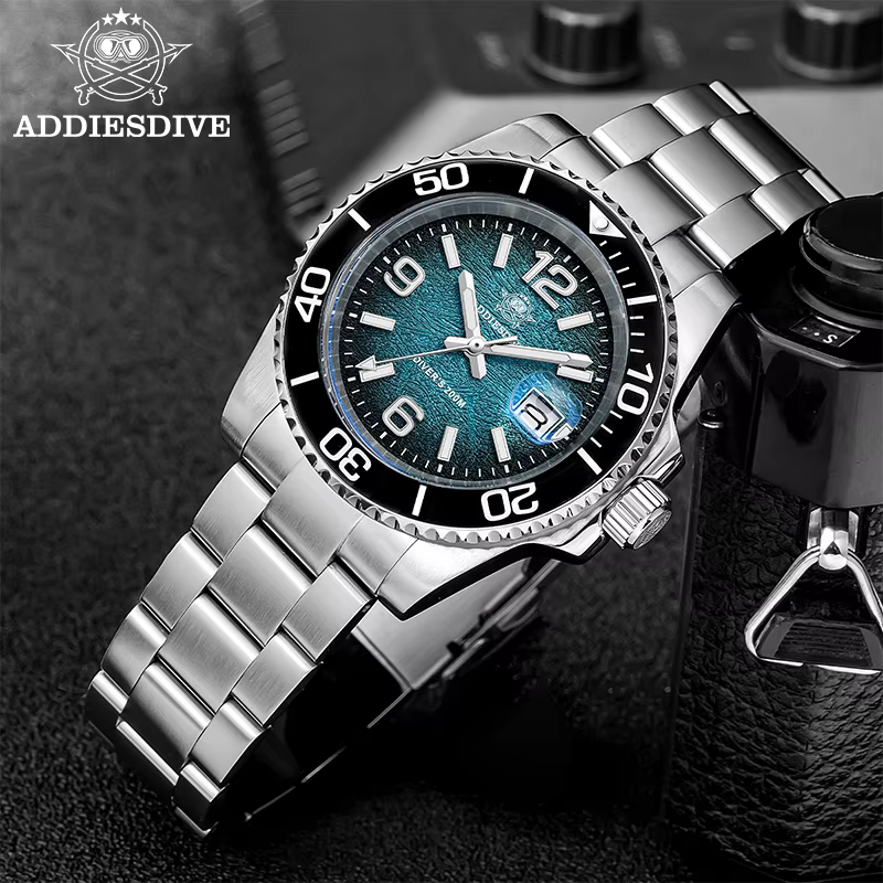 ADDIESDIVE 2025 nouvelle montre pour hommes plongée 41mm montre-bracelet à Quartz 200m étanche lunet